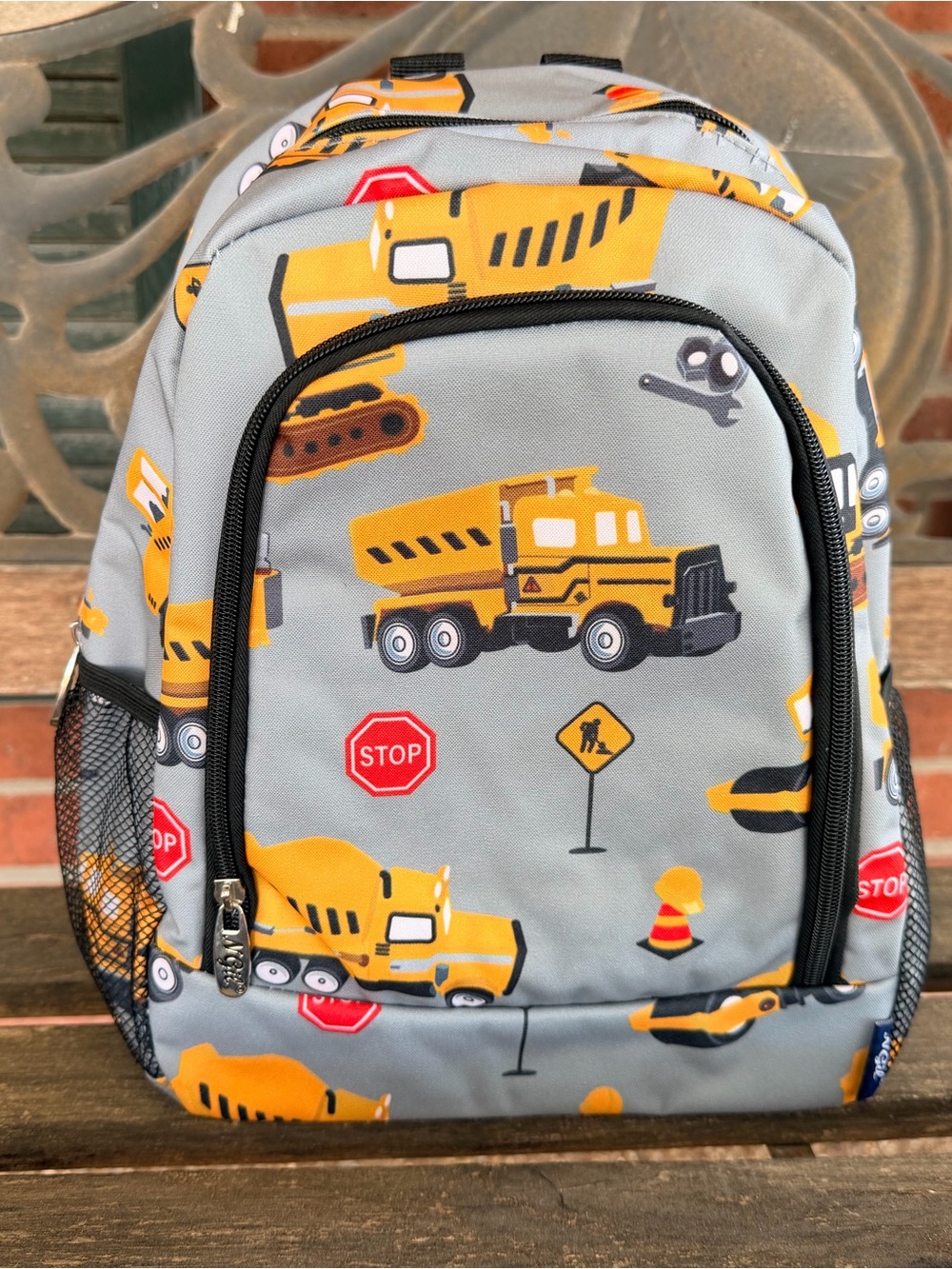 NWT Kids NGIL Small Construction Truck Day Care Backpack - Gray & Yellow